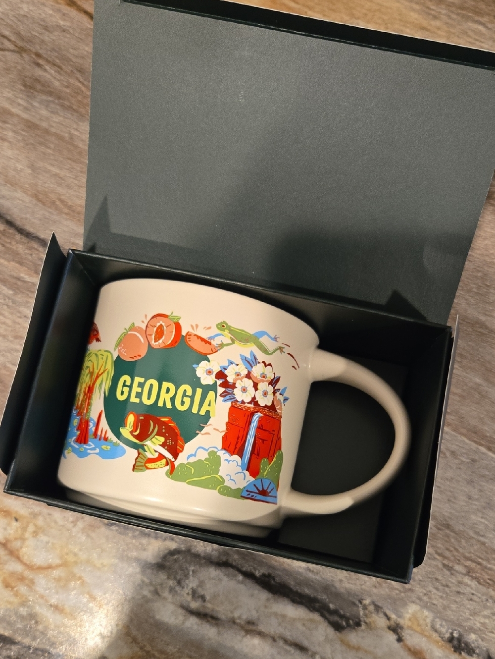 Starbucks Discovery Series Georgia Ceramic Coffee Mug, 14oz, White and Red New